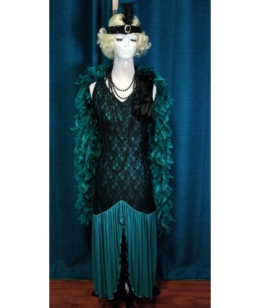 Teal & Black Lace Gatsby Dress #1 ADULT HIRE